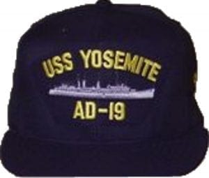 USS Yosemite Ship Silhouette on black hat